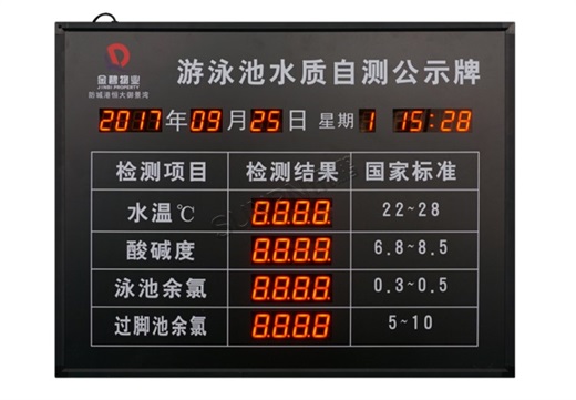 游泳池水質監(jiān)測顯示屏